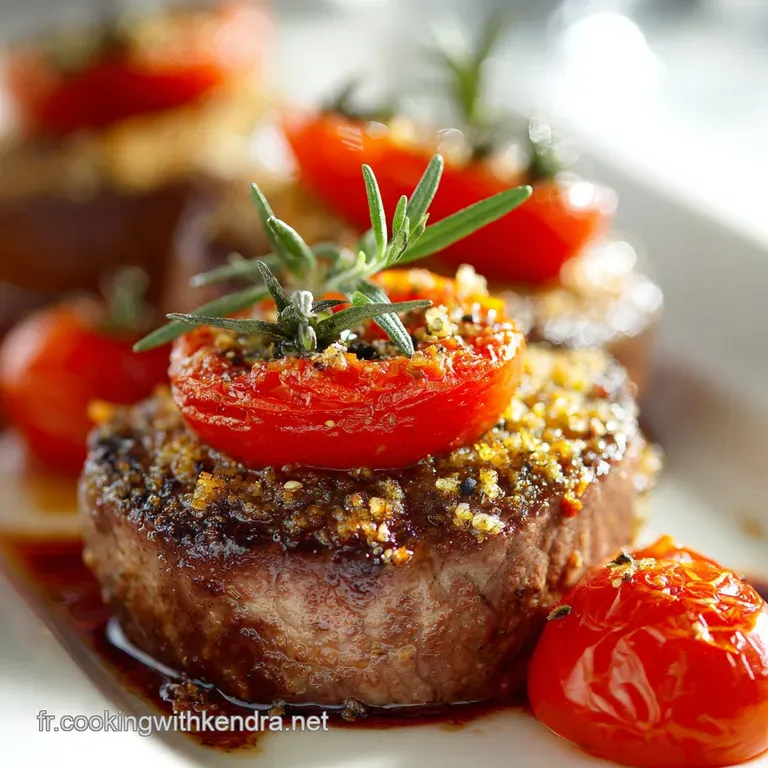 M&eacute;daillons De Filet De B&oelig;uf Cro&ucirc;te De Tomate Et Ba La Recette Bistrot Raffin&eacute;e presentation