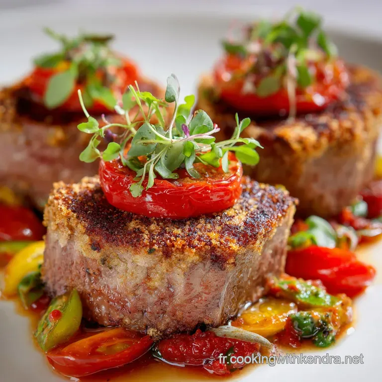 M&eacute;daillons de filet de b&oelig;uf cro&ucirc;te de tomate et ba la recette bistrot raffin&eacute;e