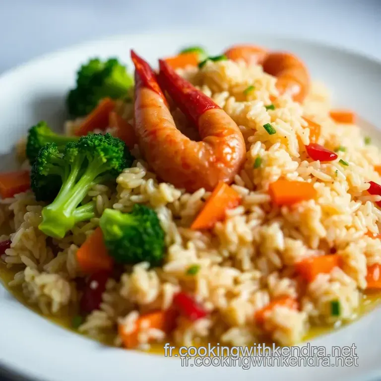 Nouilles Saut&eacute;es Aux Crevettes Aux L&eacute;gumes Croquants presentation