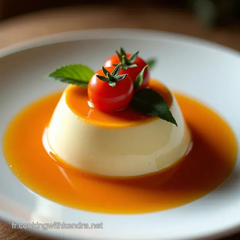 Panna Cotta Sal&eacute;e &Agrave; La Tomate Basilic Cr&egrave;me Balsamique presentation