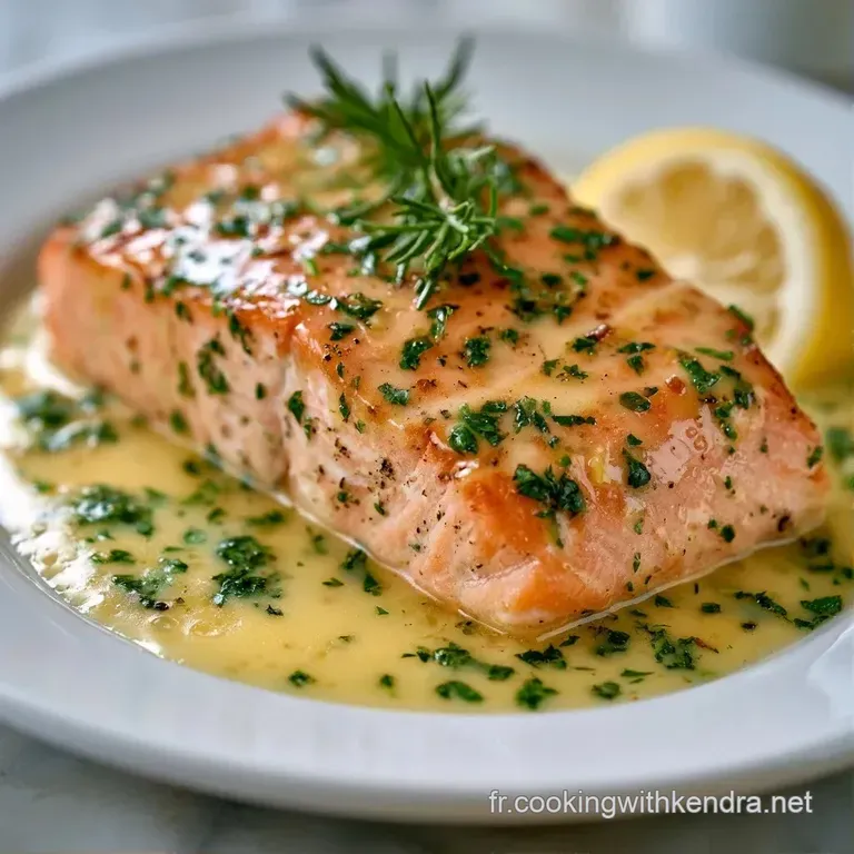 Filet de poisson ros&eacute; glissant sur une cr&egrave;me onctueuse, accompagn&eacute; de l&eacute;gumes croquants sur une assiette blanche.