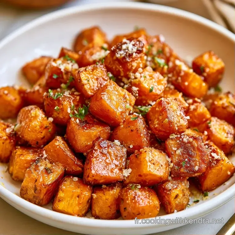 Morceaux de l&eacute;gumes orange vif dispos&eacute;s avec soin sur une assiette blanche, contrastant avec le dor&eacute; du fromage.