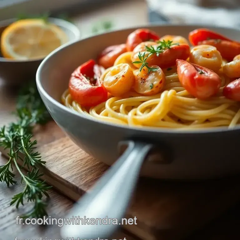 P&acirc;tes Aux Crevettes &Agrave; L ail Et Au Beurre Citronn&eacute; presentation