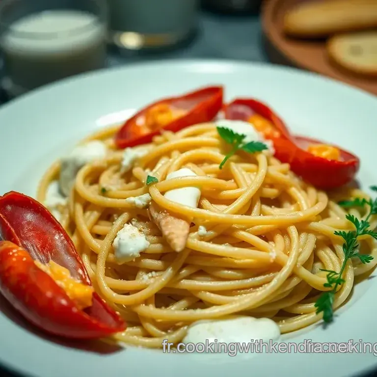 P&acirc;tes aux Crevettes et Sauce Cr&eacute;meuse &agrave; l&rsquo;Ail