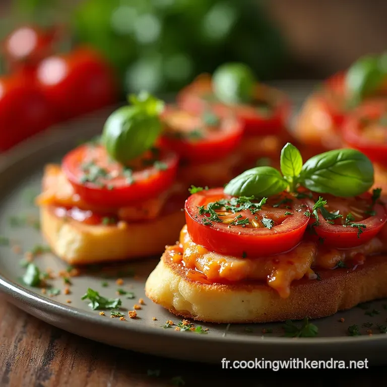 P&acirc;tes Cr&eacute;meuses Fa&ccedil;on Bruschetta Poulet Grill&eacute; Tomates Confites Et Basilic Frais presentation