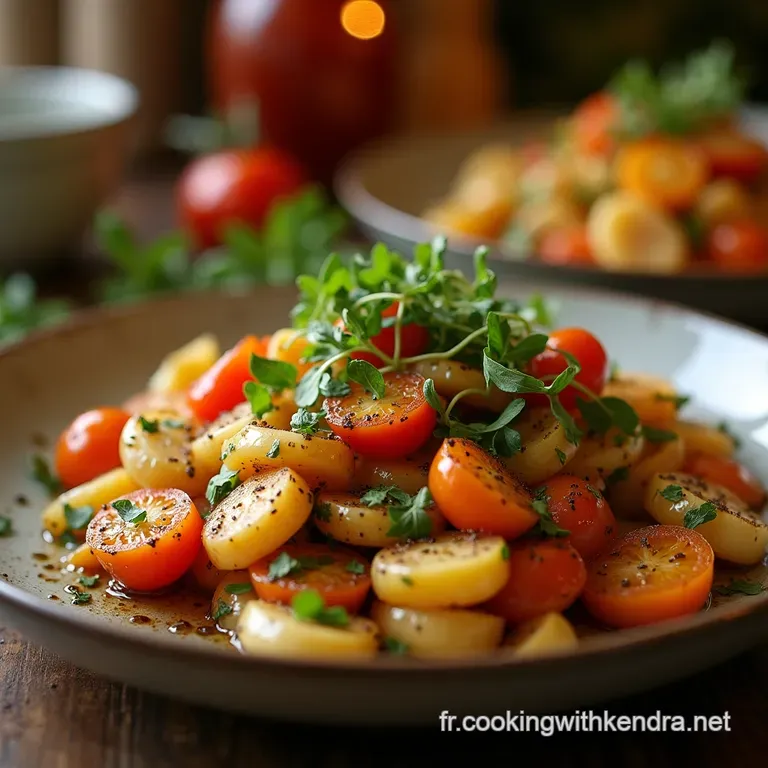 Le Feu Dartifice De L&eacute;gumes Saut&eacute;s Aux Noix Torr&eacute;fi&eacute;es Et Herbes Fra&icirc;ches presentation