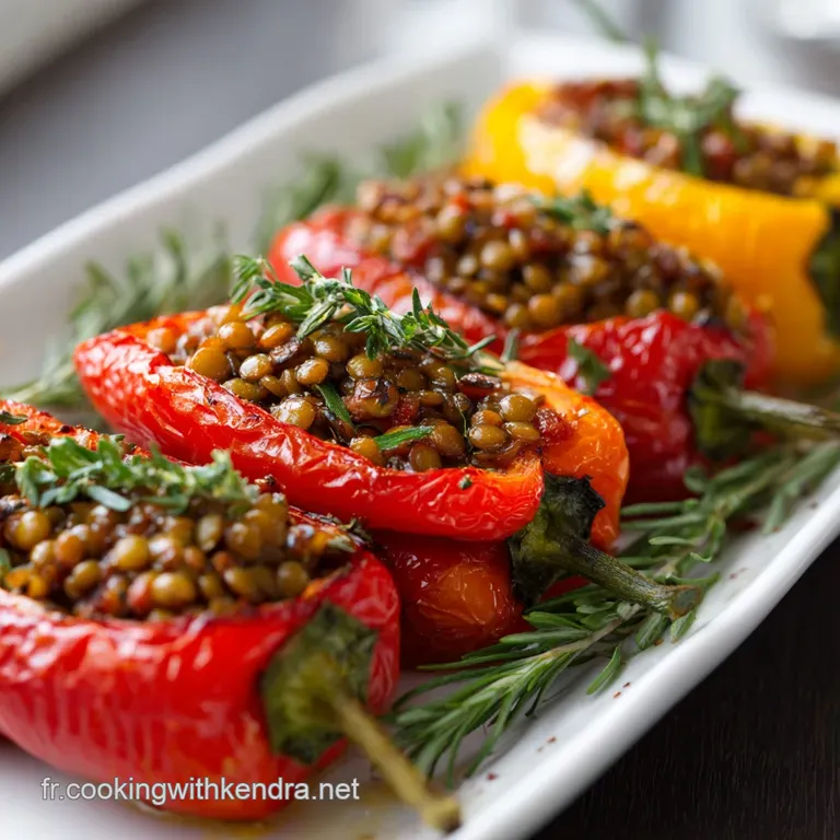Poivrons pointus farcis aux lentilles rouges le plat v&eacute;g&eacute;tal du Sud
