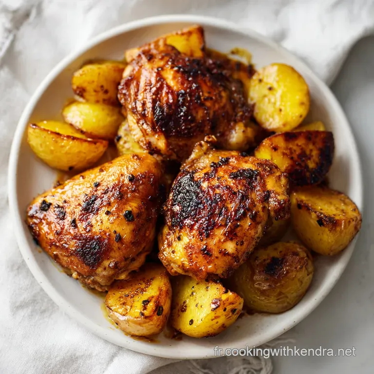 Morceaux de viande grill&eacute;e et cubes de pommes de terre fondants dispos&eacute;s avec soin sur une assiette blanche minimaliste.