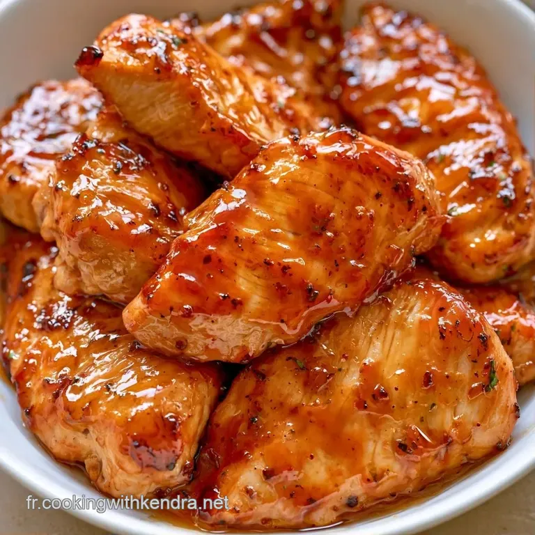 Morceaux de poulet caram&eacute;lis&eacute;s dispos&eacute;s avec soin sur un lit de riz blanc, d&eacute;cor&eacute;s d'oignons verts frais et croquants.