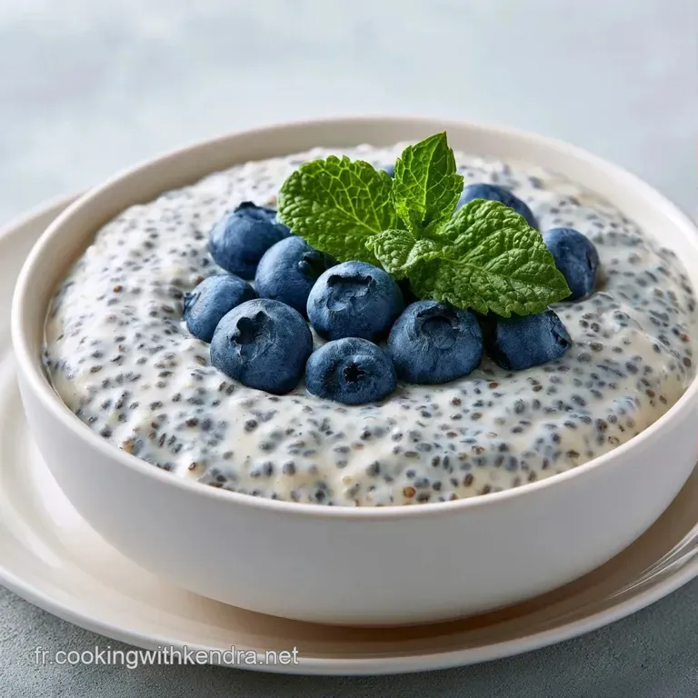 Verrine &eacute;l&eacute;gante montrant un m&eacute;lange blanc &eacute;pais et granuleux, couronn&eacute; de fruits rouges frais et d'un filet de miel.