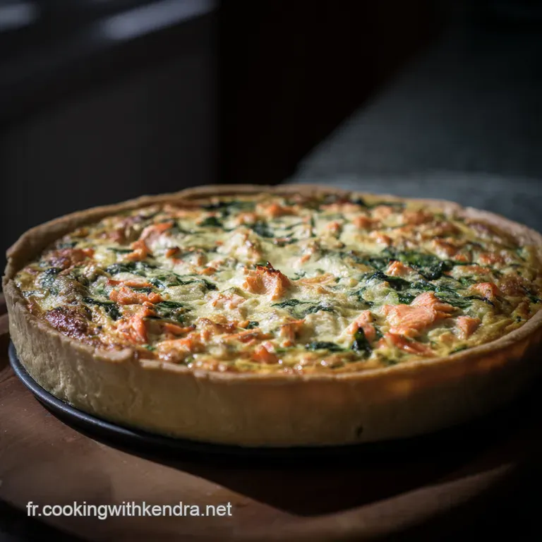 Quiche Royale Au Saumon Et &Eacute;pinards presentation