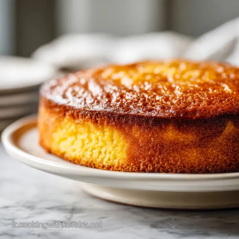 Slice of rich, buttery Breton cake on a white plate. The golden crust contrasts with the soft, tender interior. Simple ele...