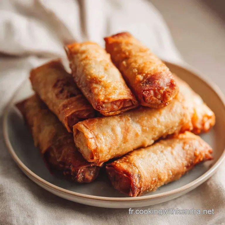 Five glistening spring rolls elegantly presented with vibrant lettuce, mint, and a tangy dipping sauce, a feast for the se...