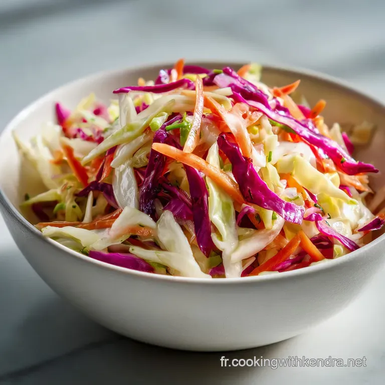 A scoop of vibrant coleslaw spilling from a mason jar. The creamy dressing glistens, with flecks of carrot and cabbage vis...
