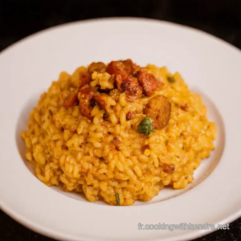 Risotto Au Chorizo Enflamm&eacute; presentation