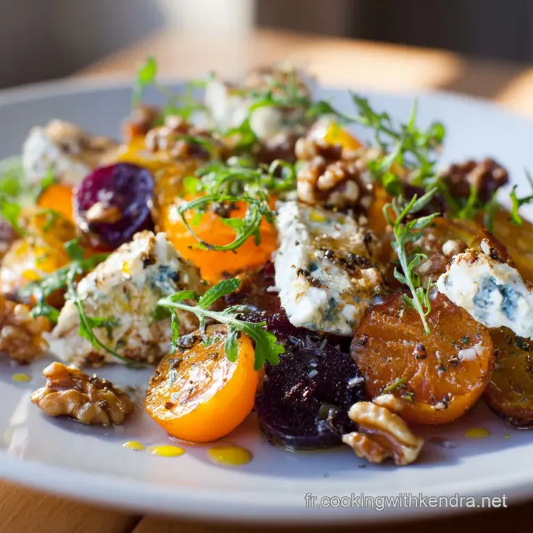 Salade De R&eacute;colte Dautomne R&ocirc;tie Ch&egrave;vre Noix Et Vinaigrette &Eacute;rable presentation