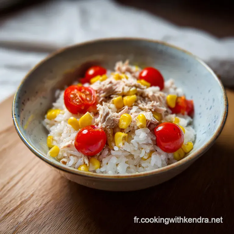 Dressage &eacute;l&eacute;gant de riz blanc et l&eacute;gumes croquants multicolores, rehauss&eacute; par un filet d'huile d'olive brillante.