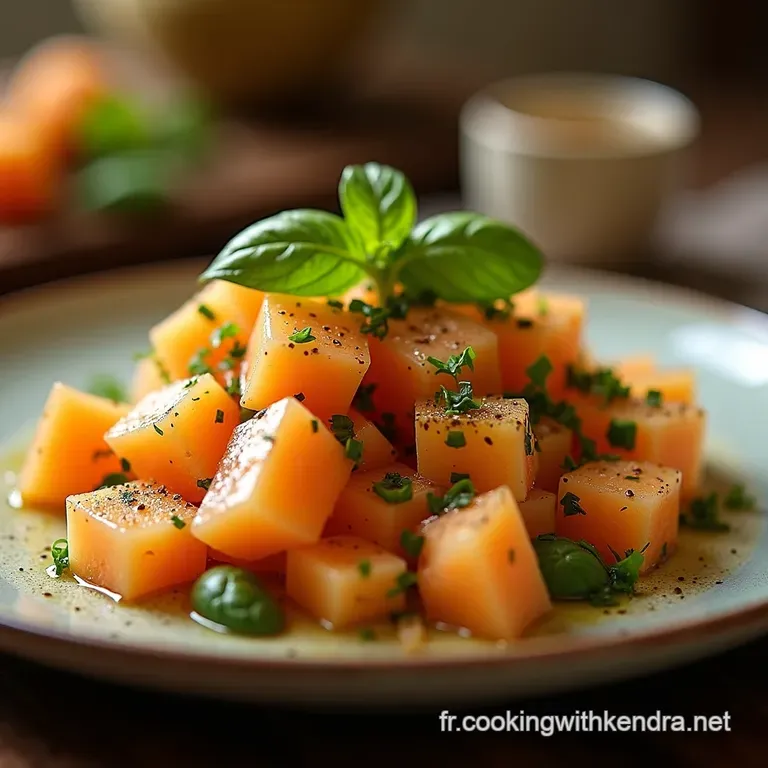 Le Bal Du Melon Et De La Dinde Salade Estivale Vinaigrette Basilicmiel presentation