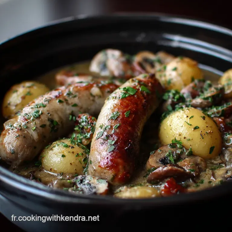 Saucisses Champignons et Pommes de Terre au Four version Terroir Moutarde Ancienne