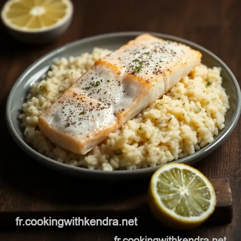 Saumon Parfum&eacute; Sur Un Risotto Cr&eacute;meux Aux Agrumes presentation