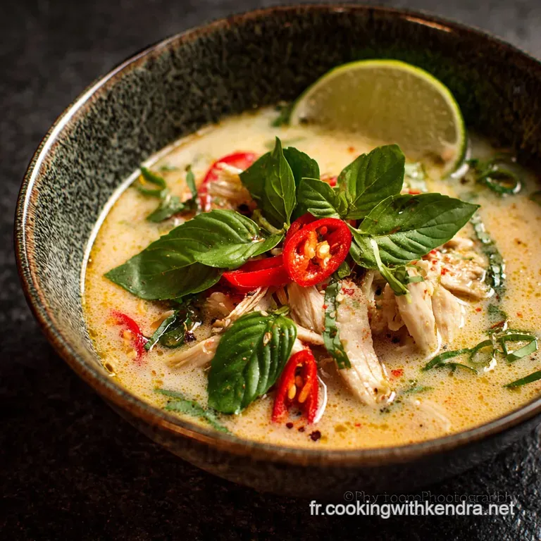 Soupe Tha&iuml;e au Poulet Citron Vert et Basilic Sacr&eacute; Tom Kha Kai Facile