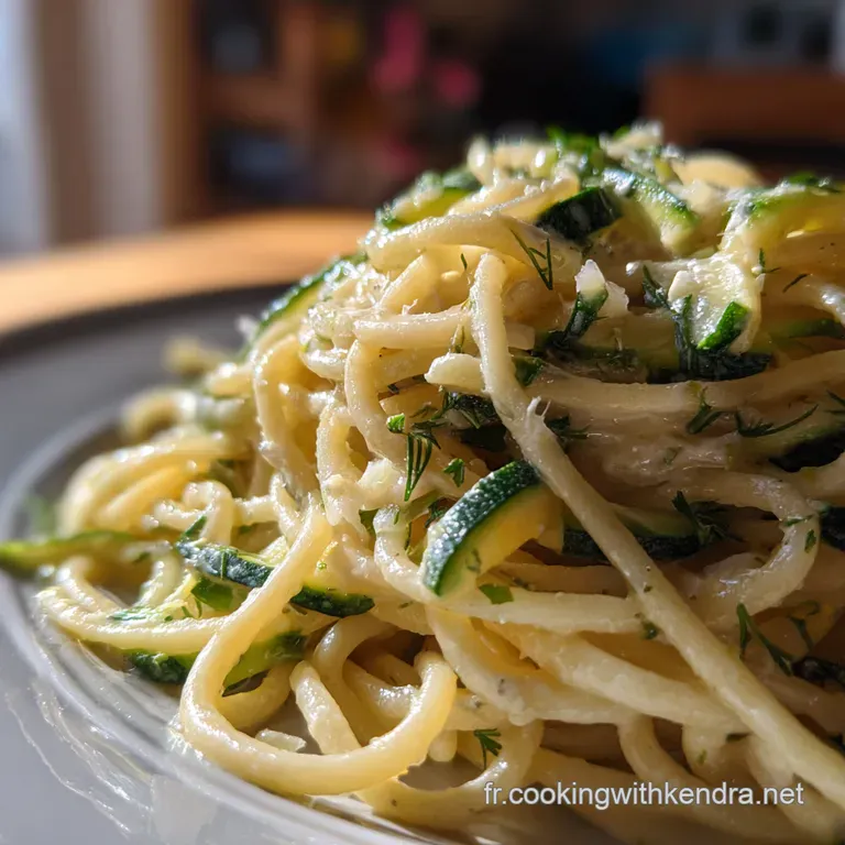 Spaghetti Cr&eacute;meux Saumon Fum&eacute; Courgettes et Aneth