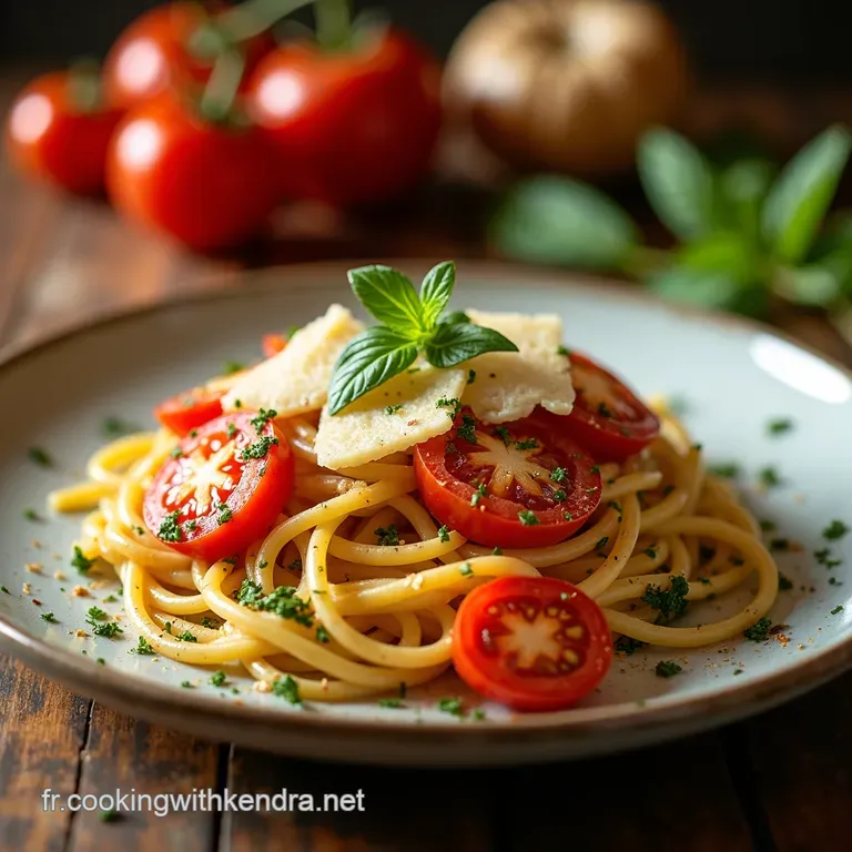 Spaghetti Sunkissed Tomates Courgettes Parmesan presentation