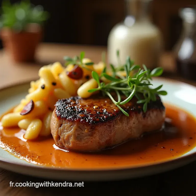 Le Steak V&eacute;g&eacute;tal R&ocirc;ti &Agrave; Brun Choufleur Croquant Sous Une Sauce Poivr&eacute;e Luxueuse Pfefferrahmsauce presentation