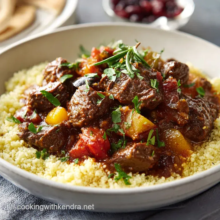 Glossy, fall-off-the-bone lamb shank nestled in a bed of colorful cooked vegetables. A sprinkle of herbs adds freshness.