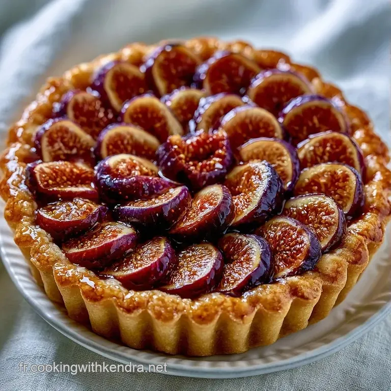 Une part de tarte fondante pos&eacute;e sur une assiette blanche, r&eacute;v&eacute;lant une p&acirc;te sabl&eacute;e croustillante et des figues tendres.