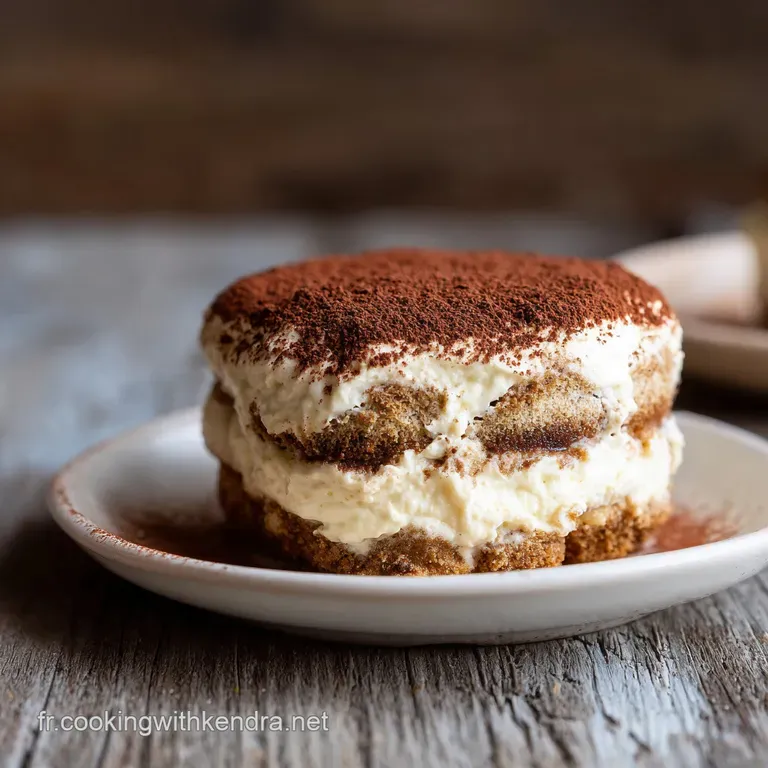 Elegant tiramisu slice reveals layers of coffee-soaked Biscoff, luscious cream, and cocoa, on a white plate.