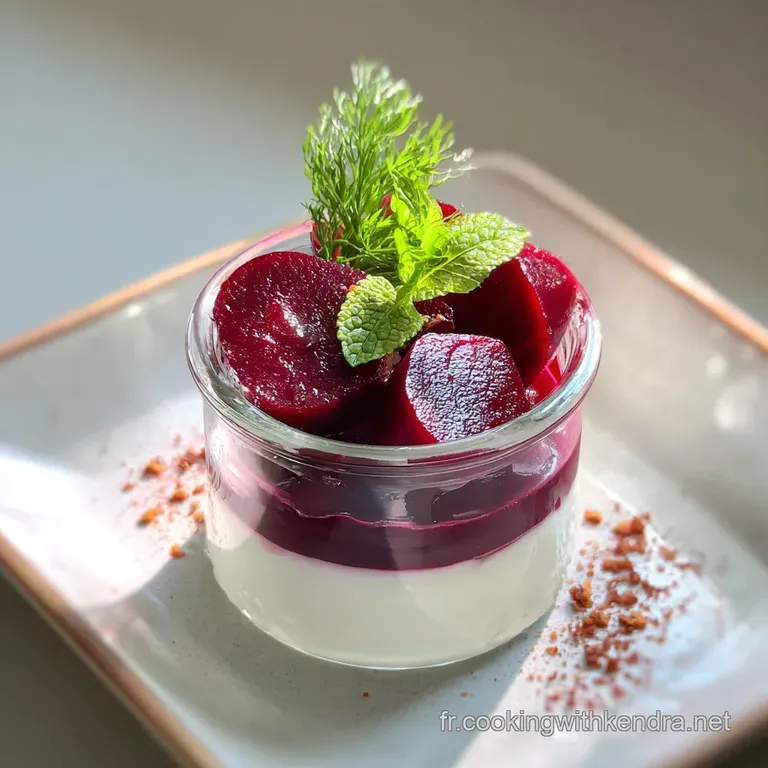 Elegant glass verrines layered with contrasting pink and white, garnished with fresh chives, a delicate presentation, read...