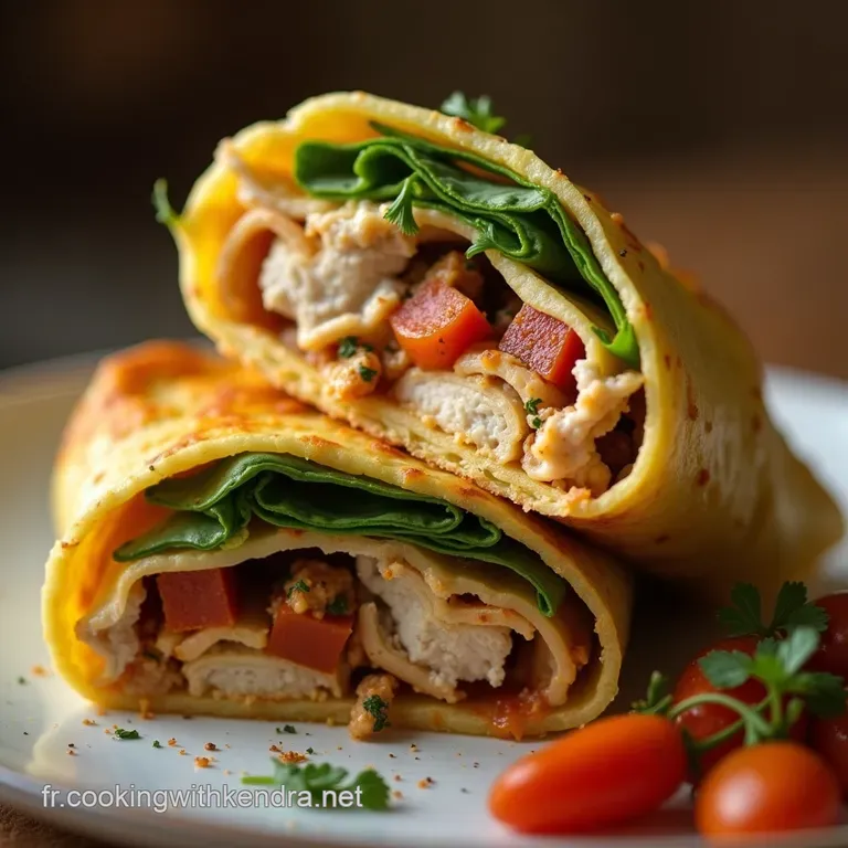 Le Galette Compl&egrave;te Revisit&eacute;e Wrap Moelleux Au Poulet R&ocirc;ti L&eacute;gumes Croquants Et Sauce Yaourt Menthol&eacute;e presentation